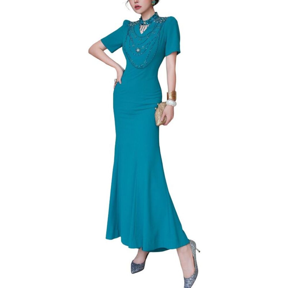 Burryco Womens Short Sleeve Maxi Dress
